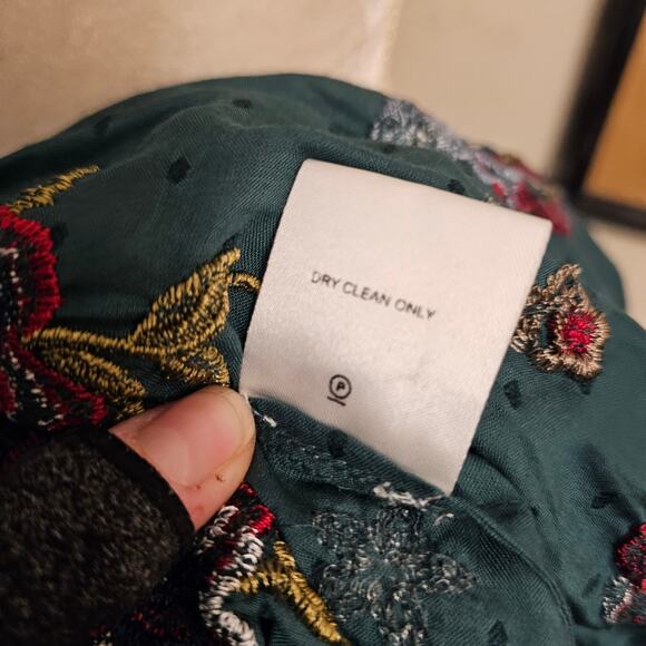 Tularosa Anthropologie Aubrie Sequin Embroidered Wrap Maxi Dress Green $240 Med - Picture 9 of 10